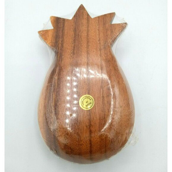 Salt Pepper Shakers Wooden Pineapple Bowl Aloha Hawaii Souvenir Vintage 3 Piece - Picture 11 of 14